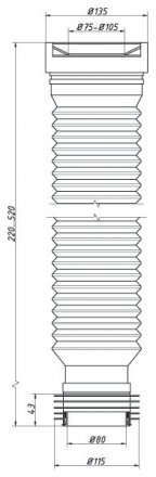 Слив для унитаза гофр. С-990Р Орио
